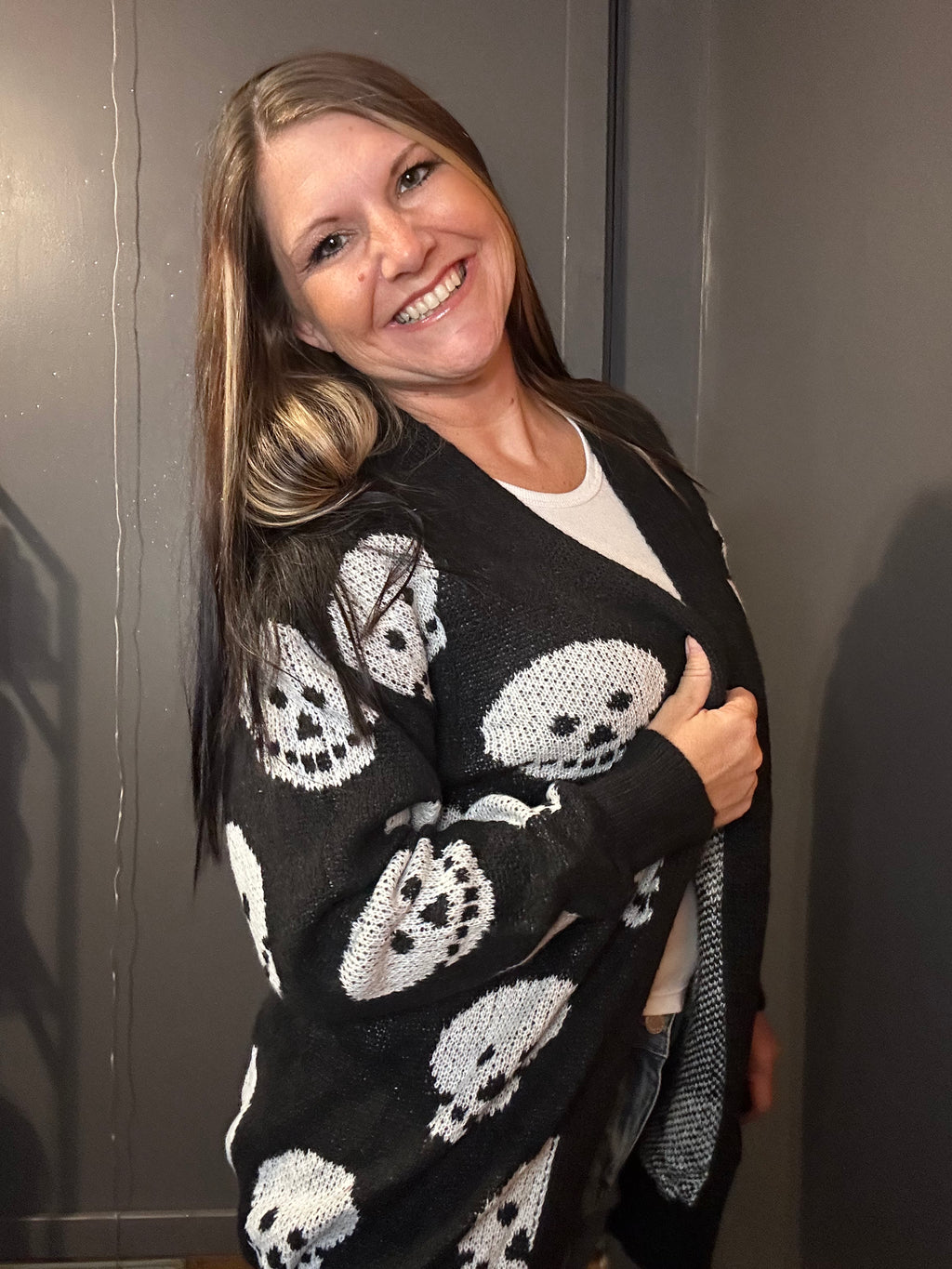 Halloween Print Knit Cardigan