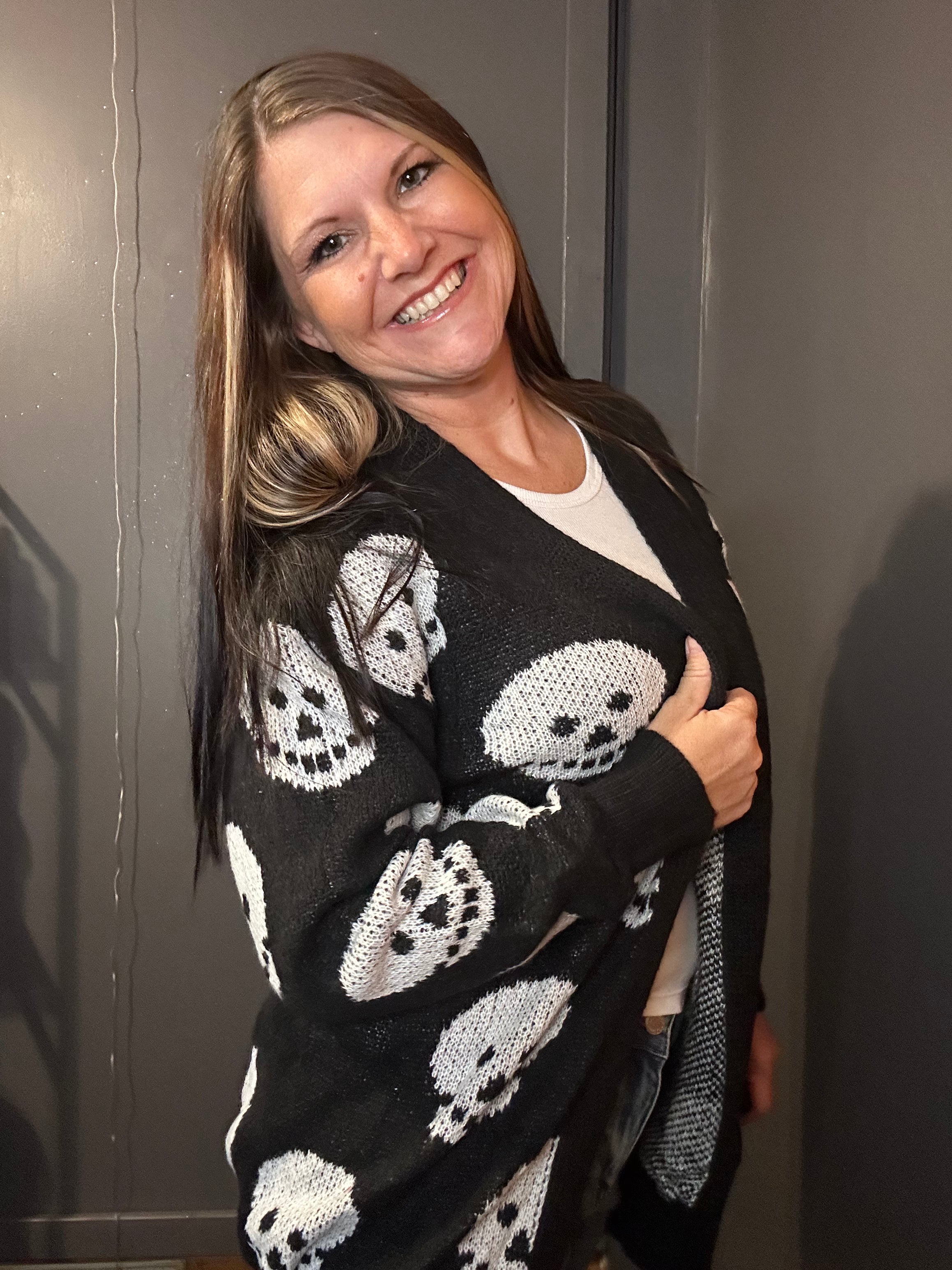 Halloween Print Knit Cardigan