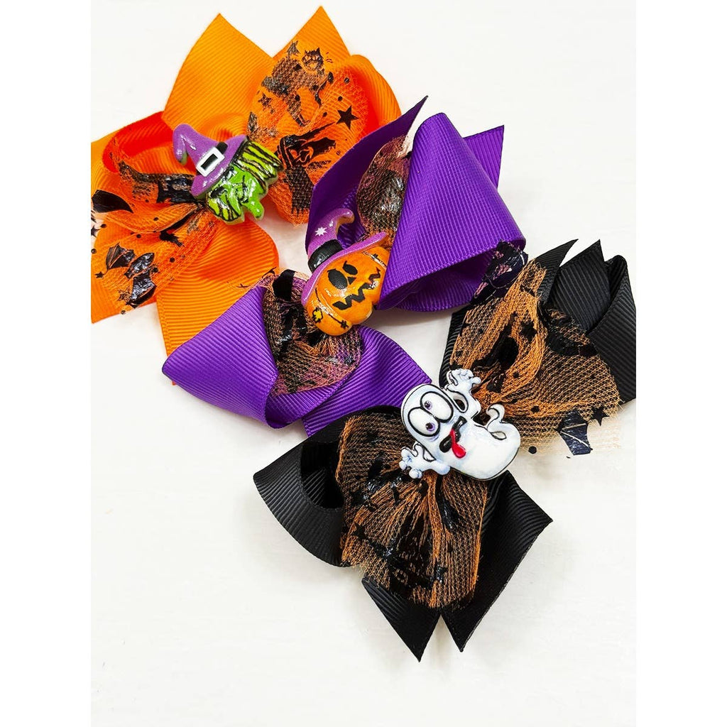 Halloween Theme Hair Bow Clip Set